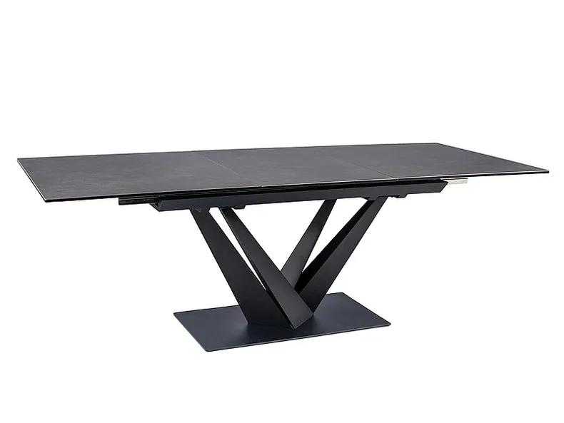 Стол обеденный раскладной SIGNAL SORENTO CERAMIC, серый мрамор / черный матовый, 90x160 фото №1