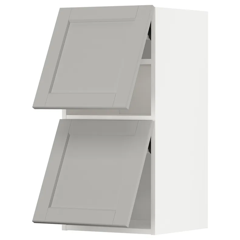 IKEA METOD МЕТОД, настінна шафа, горизонт, 2 дверцят, білий / світло-сірий Lerhyttan, 40x80 см 293.930.40 фото №1