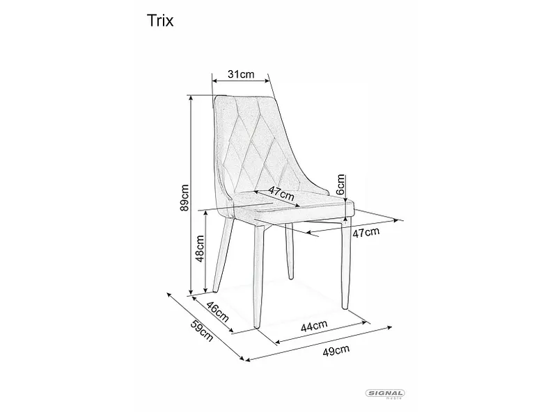 Кухонный стул SIGNAL TRIX B Velvet, Bluvel 19 - черный фото №2
