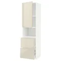 IKEA METOD МЕТОД / MAXIMERA МАКСИМЕРА, высокий шкаф д / СВЧ / дверца / 2ящика, белый / светло-бежевый глянцевый Voxtorp, 60x60x220 см 794.551.77 фото thumb №1