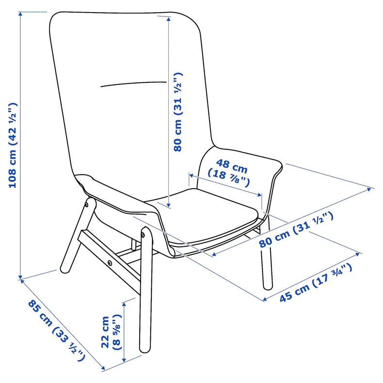 IKEA VEDBO ВЕДБУ, крісло із високою спинкою, Гарматний світло-зелений 305.522.26 фото №8