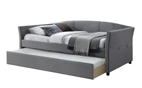 Двуспальная кровать HALMAR SANNA 90x200 см с выдвижным нижним матрасом серая фото