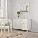 IKEA BESTÅ БЕСТО, комб для хран с дверц / ящ, белый / Ханвикен / Стуббарп белый, 120x42x74 см 294.126.04 фото thumb №6