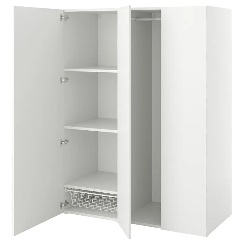IKEA PLATSA ПЛАТСА, гардероб із 3 дверцятами, білий / ФОННЕС білий, 140x57x181 см 194.243.39 фото №1