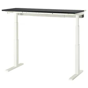 IKEA MITTZON МІТТЗОН, стіл регульований, електричний ОКЛ попелястий чорний/білий, 140x60 см 495.282.84 фото