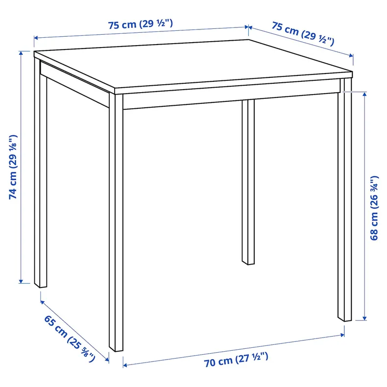 IKEA MELLTORP МЕЛЬТОРП / TEODORES ТЕОДОРЕС, стол и 2 стула, белый / белый, 75x75 см 392.969.01 фото №5