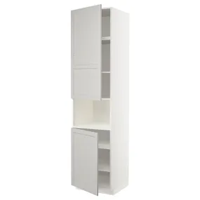 IKEA METOD МЕТОД, вис шафа д / мікрохв печі / 2 двер / пол, білий / світло-сірий Lerhyttan, 60x60x240 см 594.589.59 фото