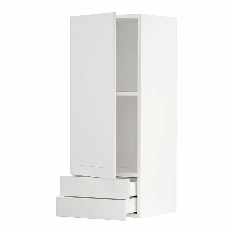IKEA METOD МЕТОД / MAXIMERA МАКСИМЕРА, навесной шкаф с дверцей / 2 ящика, белый / Стенсунд белый, 40x100 см 094.605.73 фото №1