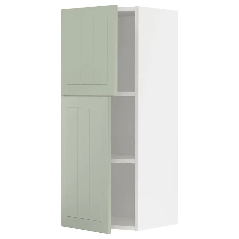 IKEA METOD МЕТОД, навісна шафа з полицями / 2 дверцят, білий / Стенсунд світло-зелений, 40x100 см 094.864.79 фото №1