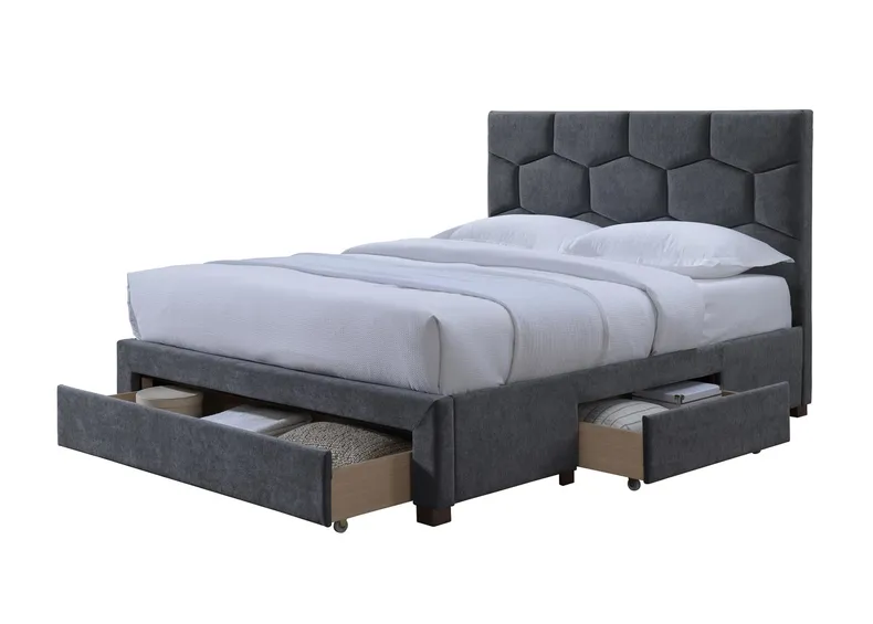 Двоспальне ліжко HALMAR З ящиками Harriet 160x200 см Velvet сіре фото №1