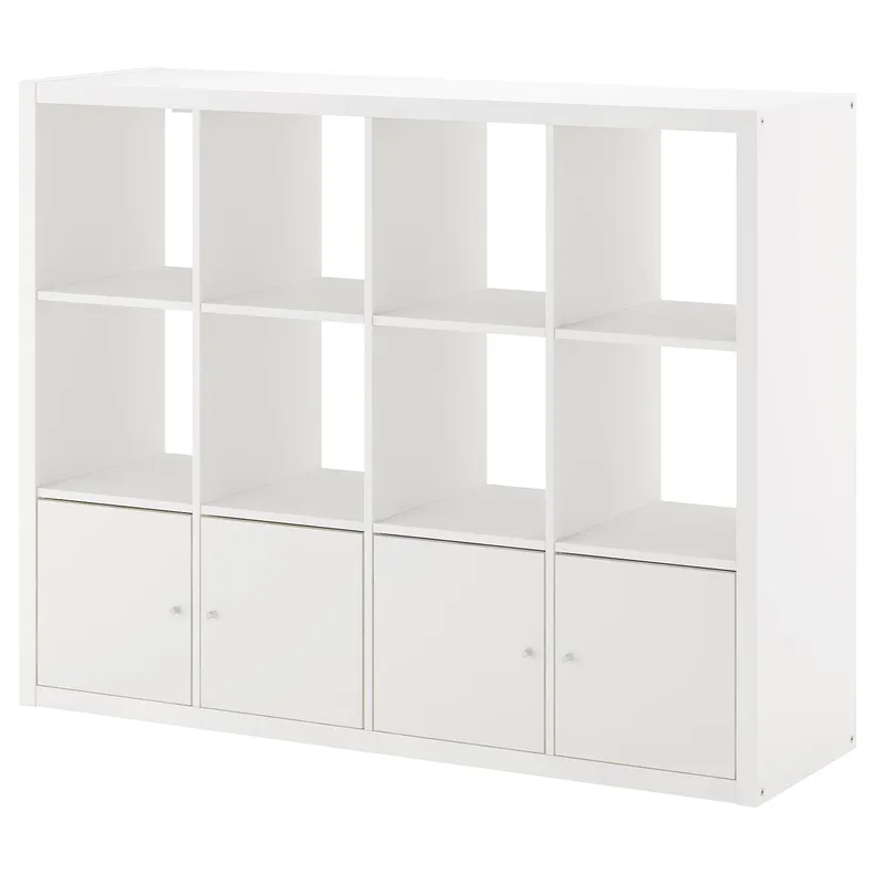 IKEA KALLAX КАЛЛАКС, стеллаж с 4 вставками, белый, 147x112 см 792.782.50 фото №1