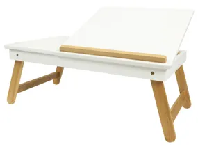 Столик для ноутбука BRW Kyoto, 53х43 см, білий / натуральний 075038 фото