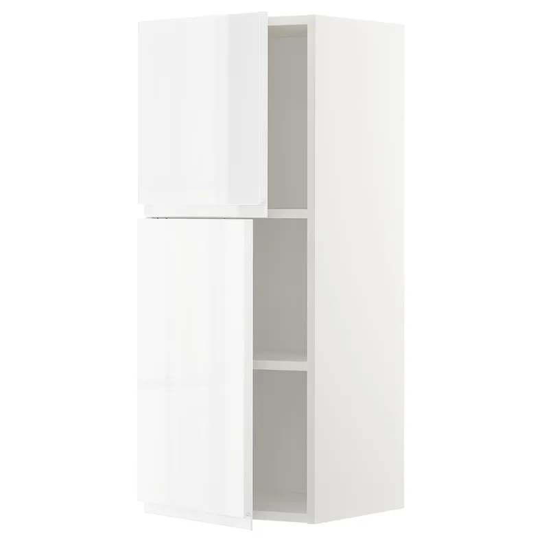 IKEA METOD МЕТОД, навесной шкаф с полками / 2дверцы, белый / Воксторп глянцевый / белый, 40x100 см 094.647.07 фото №1