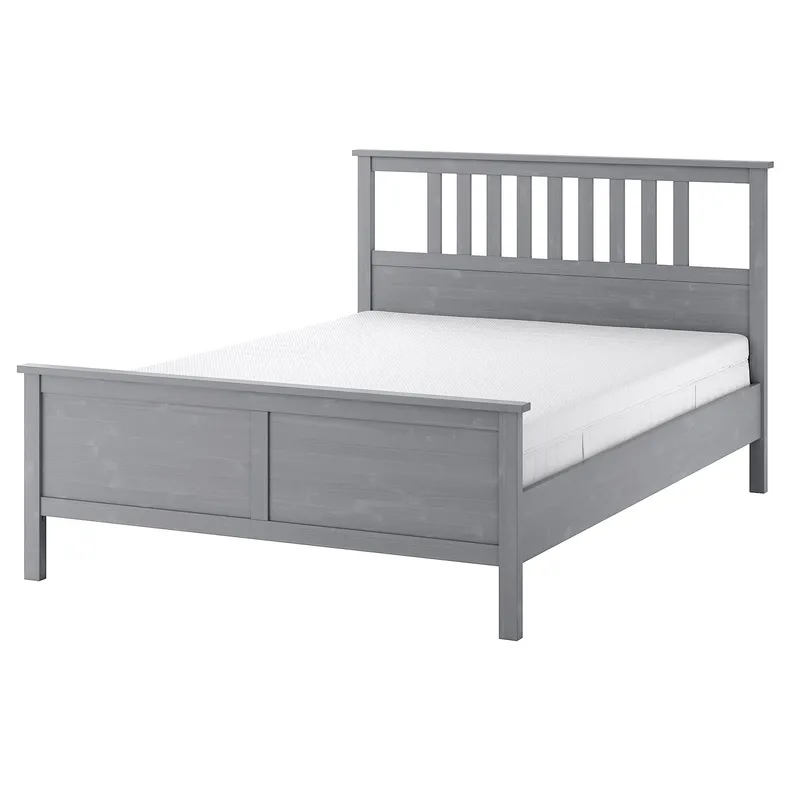 IKEA HEMNES ХЕМНЕС, каркас ліжка з матрацом, фарбований сірий / Екрехамн твердий, 140x200 см 095.433.28 фото №1