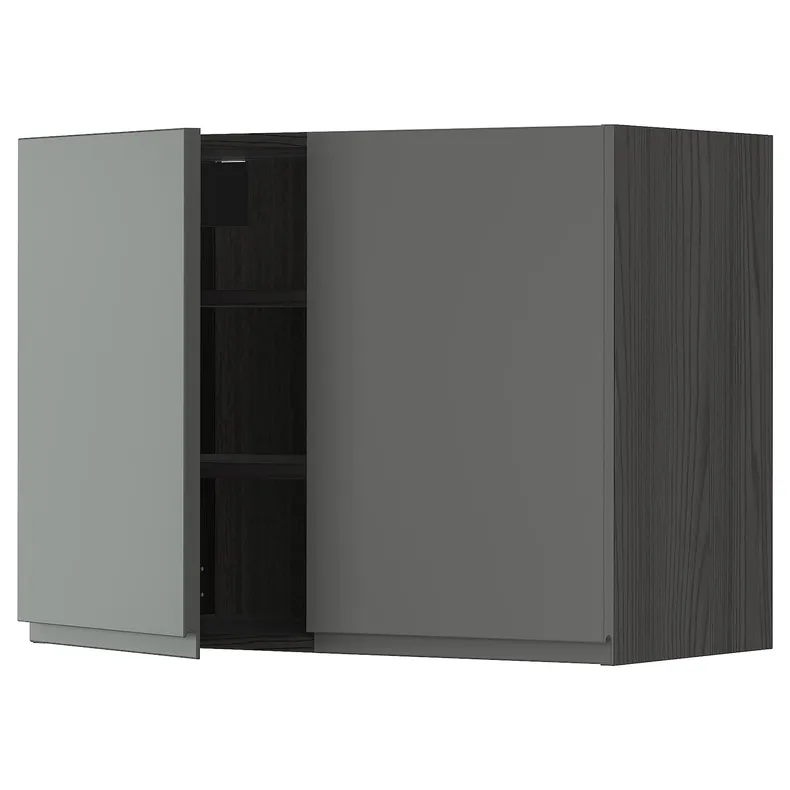 IKEA METOD МЕТОД, навісна шафа з полицями / 2 дверцят, чорний / Voxtorp темно-сірий, 80x60 см 894.642.04 фото №1