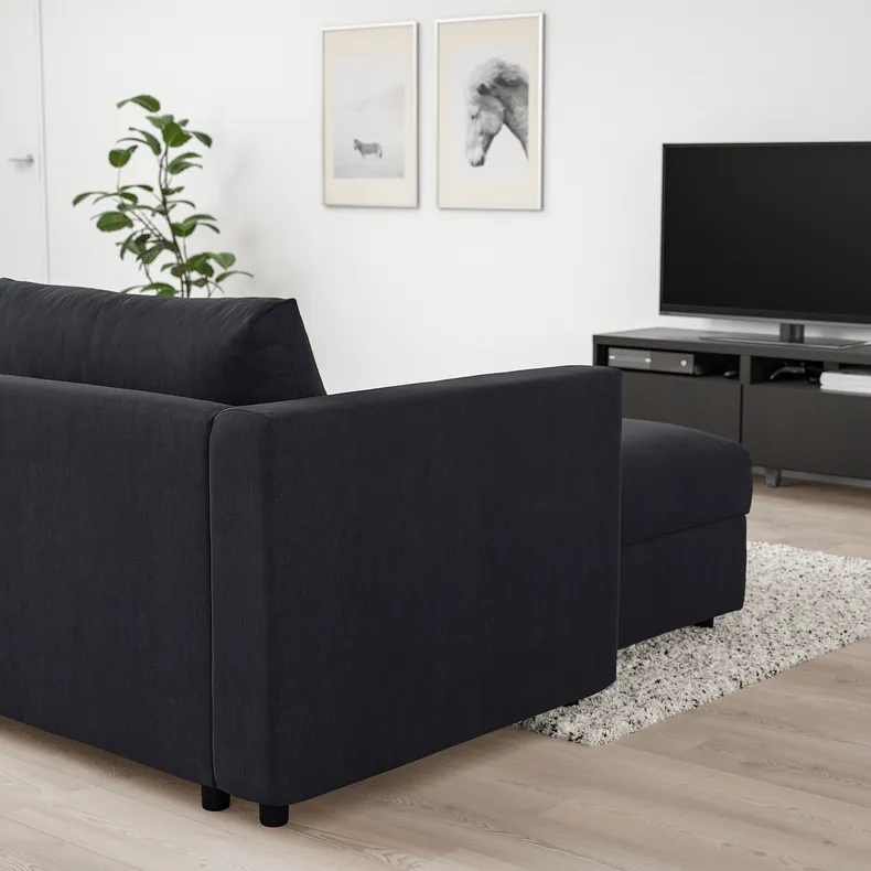 IKEA VIMLE ВІМЛЕ, 3-місний диван із кушеткою, САКСЕМАРА чорно-синій 093.991.42 фото №3