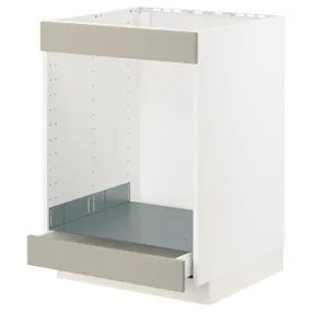 IKEA METOD МЕТОД / MAXIMERA МАКСІМЕРА, підлогова шафа для плити+дух з шухл, білий / стенсундський бежевий, 60x60 см 494.080.88 фото