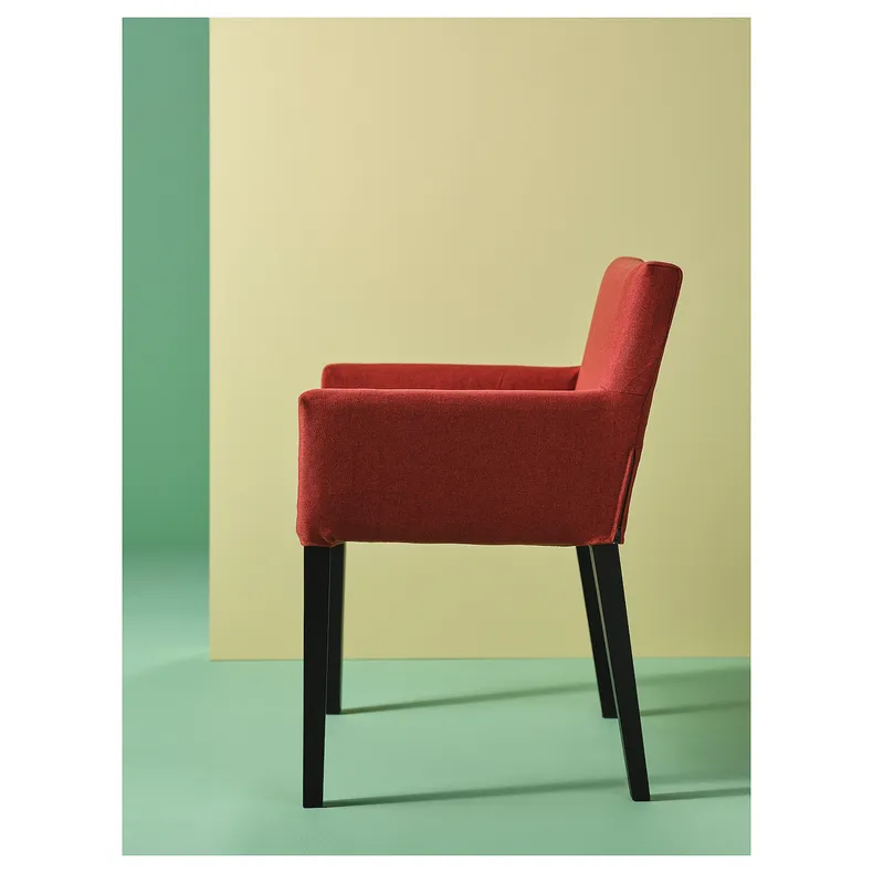 IKEA MÅRENÄS МОРЕНЕС, стілець із підлокітниками, чорний/ГУННАРЕД червоно-коричневий 595.143.90 фото №3