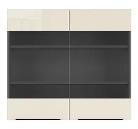 BRW Верхний кухонный шкаф Sole L6 80 см с дисплеем магнолия жемчуг, альпийский белый/жемчуг магнолии FM_G_80/72_LV/PV-BAL/MAPE фото