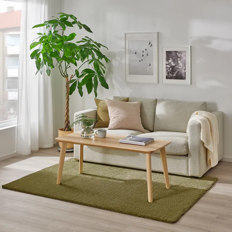 IKEA STOENSE СТОЭНСЕ, ковер, короткий ворс, светло-оливковый, 133x195 см 705.001.79 фото №4