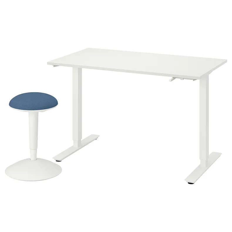 IKEA TROTTEN ТРОТТЕН / NILSERIK НИЛЬС-ЭРИК, стол+табурет-опора, белый / серый 995.014.23 фото №1