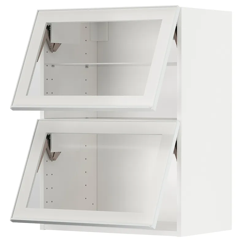IKEA METOD МЕТОД, навісна шафа гориз 2 дверц нат мех, білий / ХЕЙСТА біле прозоре скло, 60x80 см 094.905.94 фото №1
