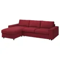 IKEA VIMLE ВІМЛЕ, 3-місний диван із кушеткою, з широкими підлокітниками/Lejde червоний/коричневий 195.375.53 фото thumb №1