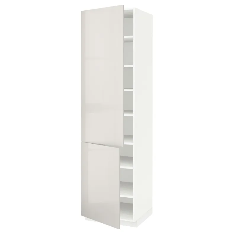IKEA METOD МЕТОД, высокий шкаф с полками / 2 дверцы, белый / светло-серый, 60x60x220 см 194.630.95 фото №1