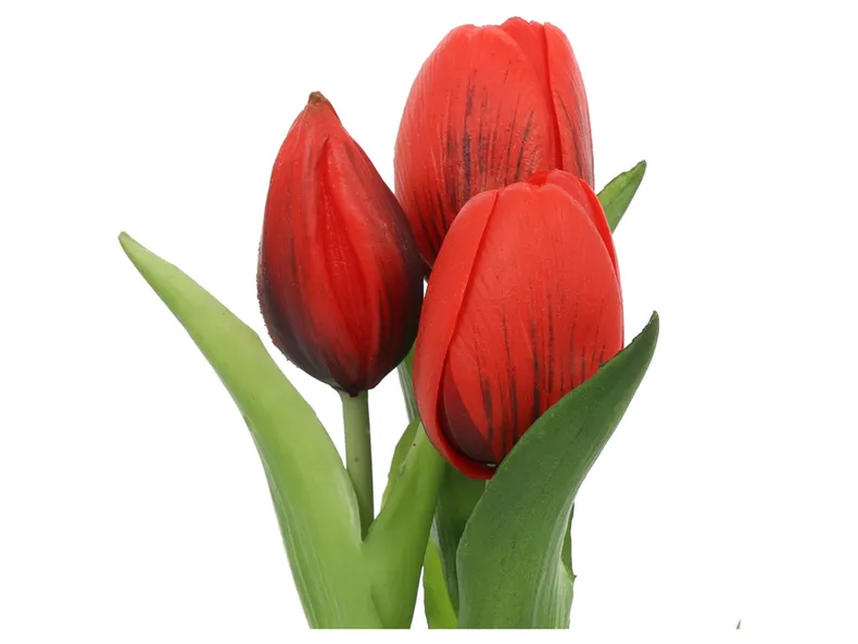 BRW тюльпани в зв'язці 20 см 3 шт прогумовані червоні 090937 фото №2