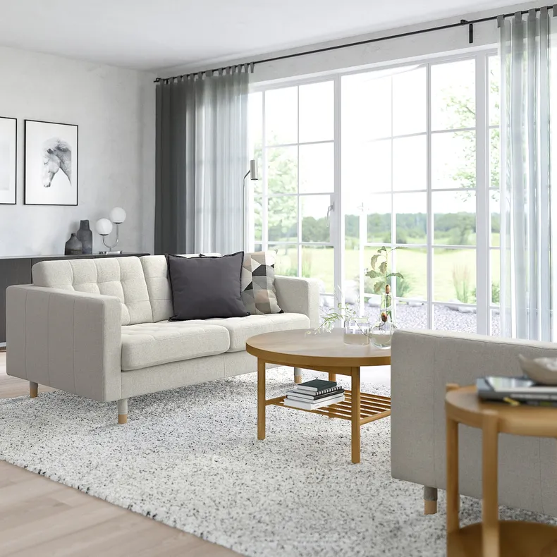 IKEA LANDSKRONA ЛАНДСКРУНА, 2-местный диван, Окрашенное в бежевый цвет дерево 094.353.43 фото №2
