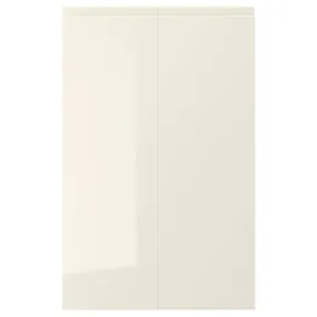 IKEA VOXTORP ВОКСТОРП, 2 дверцят для кутової підлог шафи, правосторонній / глянцевий світло-бежевий, 25x80 см 003.211.57 фото