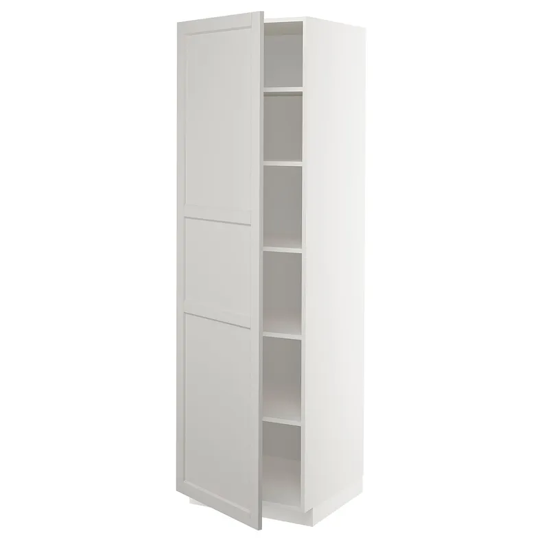 IKEA METOD МЕТОД, высокий шкаф с полками, белый / светло-серый, 60x60x200 см 694.587.13 фото №1