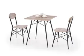Столовый комплект HALMAR KABIR стол + 2 стула 70x70 см, дуб сан ремо/черный фото