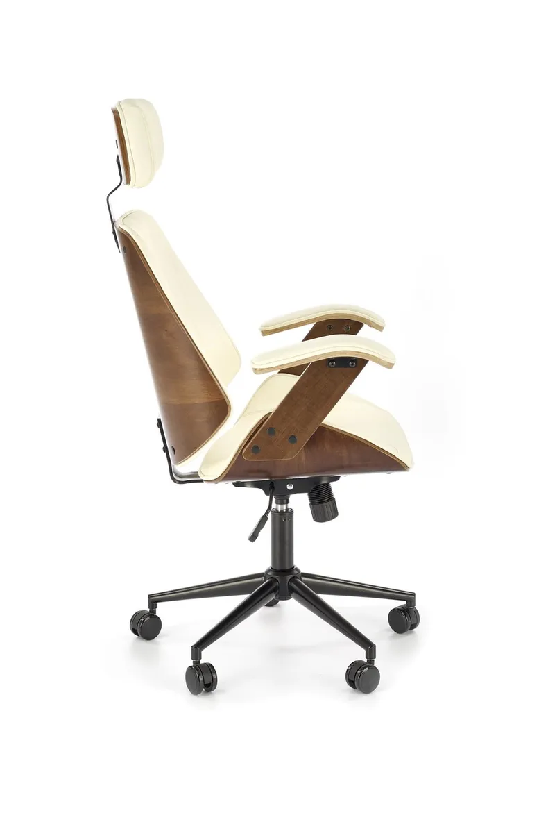 Кресло компьютерное офисное вращающееся HALMAR IGNAZIO, ореховый кремовый, экокожа фото №3