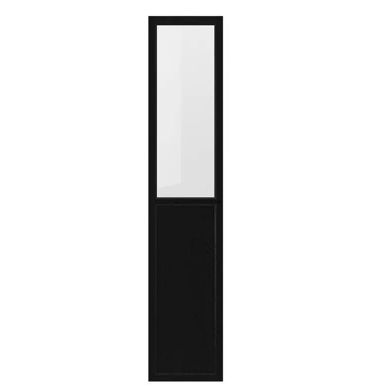 IKEA OXBERG ОКСБЕРГ, панель / скляні дверцята, чорний під дуб, 40x192 см 304.773.74 фото №1