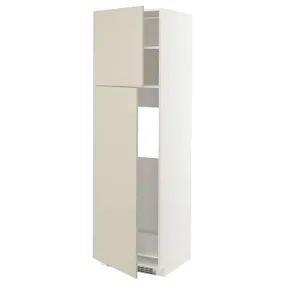 IKEA METOD МЕТОД, висока шафа для холодильника, 2 дв, білий / хавсторпський бежевий, 60x60x200 см 594.608.44 фото