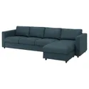 IKEA VIMLE ВІМЛЕ, 4-місний диван, з шезлонгом / темно-синій Hillared 894.411.61 фото thumb №1