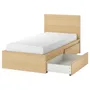 IKEA MALM МАЛЬМ, каркас кровати+2 кроватных ящика, дубовый шпон, беленый / Леирсунд, 90x200 см 891.573.18 фото
