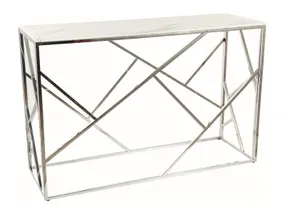 Журнальный стол SIGNAL ESCADA C II, белый мрамор / серебро, 40x120 см фото