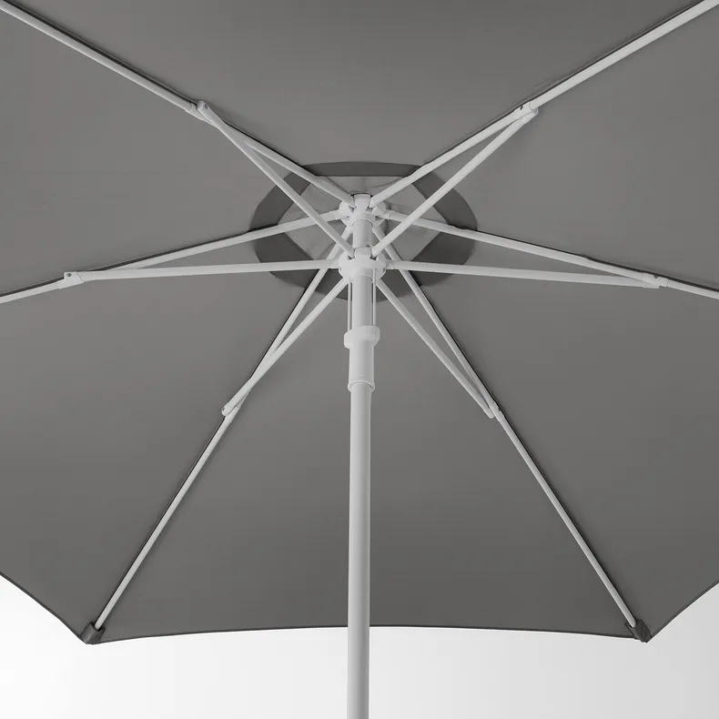 IKEA HÖGÖN ХЕГЕН, сонячна парасоля+опора, світло-сірий/Grytö темно-сірий, 270 см 094.768.09 фото №6