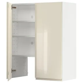IKEA METOD МЕТОД, настінн шаф д / витяжки з полиц / дверц, білий / Voxtorp високий глянець світло-бежевий, 80x100 см 495.043.01 фото