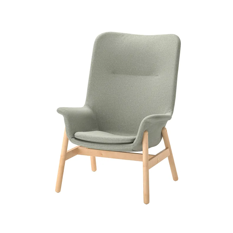 IKEA VEDBO ВЕДБУ, крісло із високою спинкою, Гарматний світло-зелений 305.522.26 фото №1