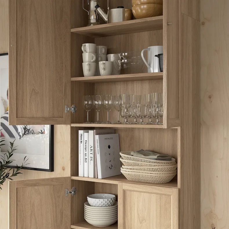 IKEA BILLY БІЛЛІ / OXBERG ОКСБЕРГ, книжкова шафа з дверц / дод модул, під дуб, 80x30x237 см 894.833.73 фото №4