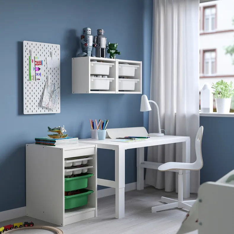 IKEA TROFAST ТРУФАСТ, комбинация с контейнерами / лотком, белый серый / зеленый, 34x44x56 см 094.804.15 фото №3