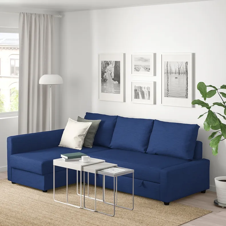 IKEA FRIHETEN ФРІХЕТЕН, кутов диван-ліжко із відд д/зберіг, СКІФТЕБУ синій 492.975.61 фото №3