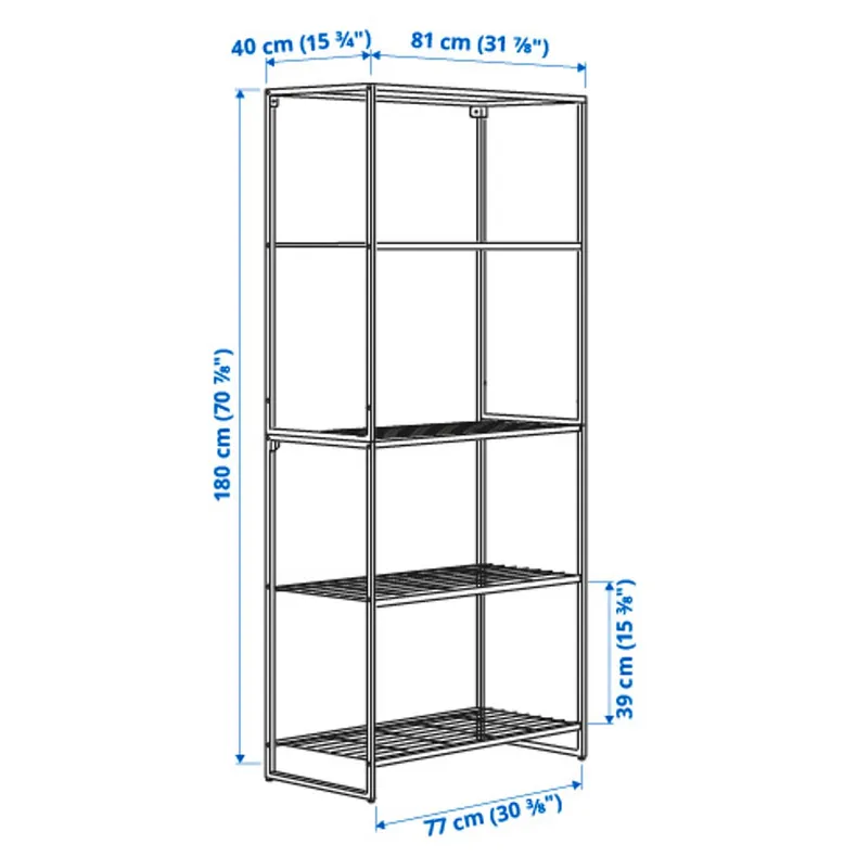 IKEA JOSTEIN ЙОСТЕЙН, стеллаж, внутренний / наружный / белый провод, 81x40x180 см 394.372.13 фото №4