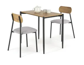 Столовый комплект HALMAR NANDO стол + 2 стула, натуральный/черный фото