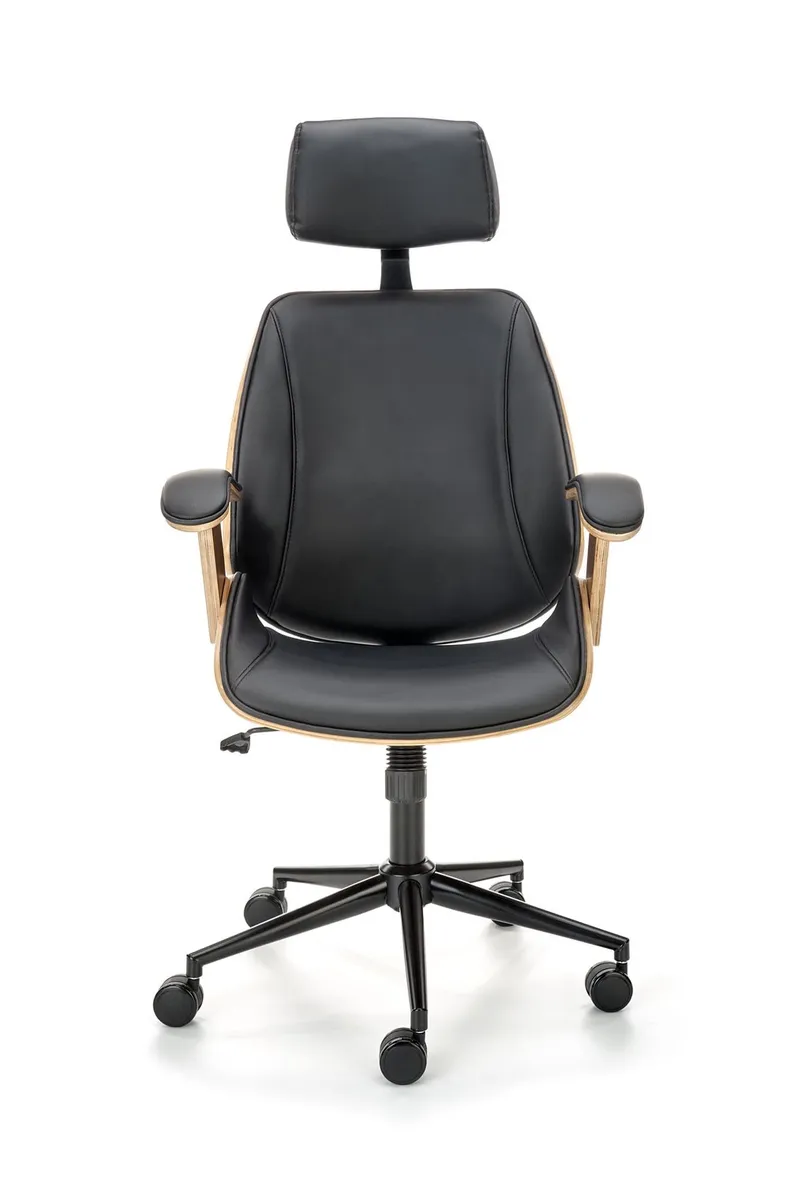 Крісло комп'ютерне офісне обертове HALMAR IGNAZIO, горіховий чорний, екошкіра фото №9
