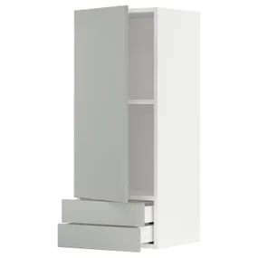 IKEA METOD МЕТОД / MAXIMERA МАКСІМЕРА, навісна шафа, дверцята / 2 шухляди, білий / Хавсторп світло-сірий, 40x100 см 395.389.57 фото