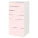 IKEA SMÅSTAD СМОСТАД / PLATSA ПЛАТСА, комод із 6 шухлядами, білий/блідо-рожевий, 60x57x123 см 593.876.79 фото thumb №1